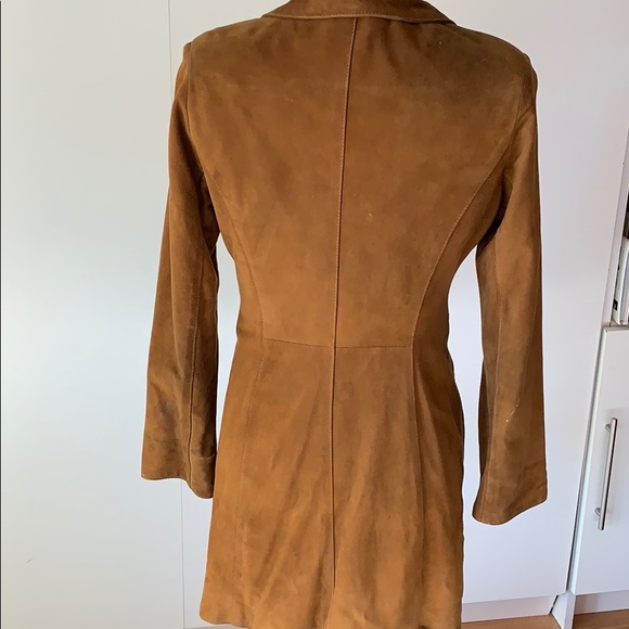 Italian sueded-leather fitted copper long blazer - Picture 7 of 7